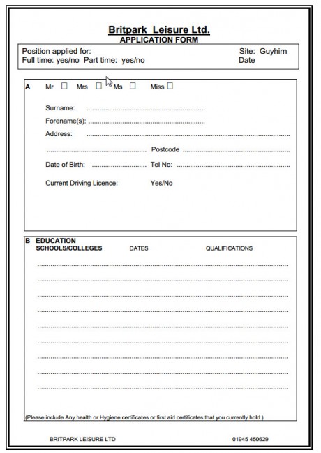 Job application form 